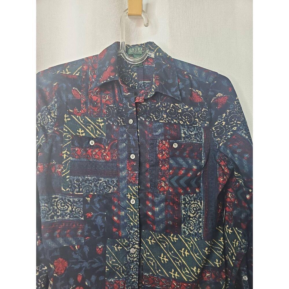 Ralph Lauren Button Down Shirt Patchwork Printed … - image 3
